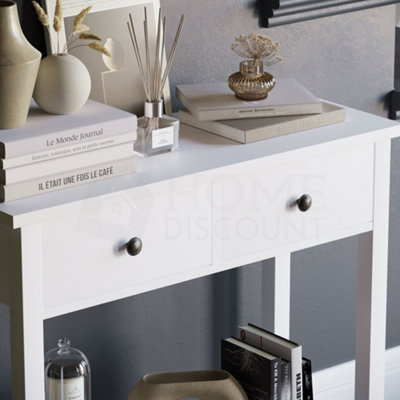 Vida Designs Windsor White 2 Drawer Console Table With Undershelf