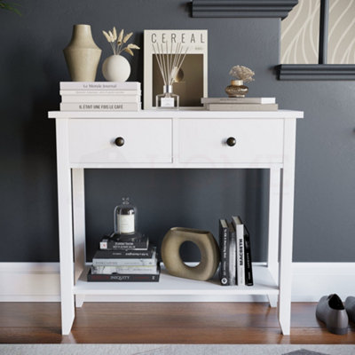 Vida Designs Windsor White 2 Drawer Console Table With Undershelf