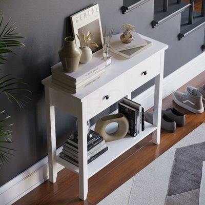 Vida Designs Windsor White 2 Drawer Console Table With Undershelf