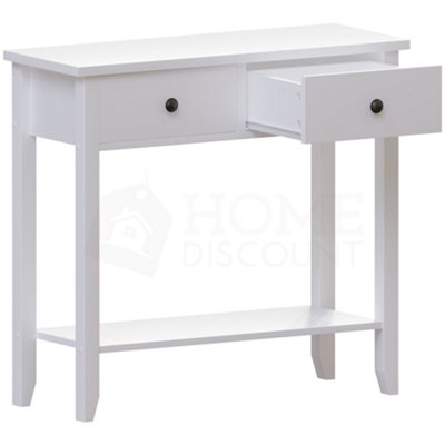 Vida Designs Windsor White 2 Drawer Console Table With Undershelf