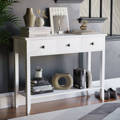 Vida Designs Windsor White 3 Drawer Console Table With Undershelf