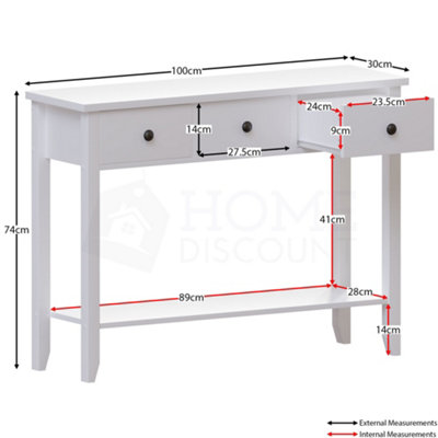 Vida Designs Windsor White 3 Drawer Console Table With Undershelf