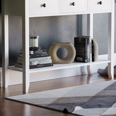 Vida Designs Windsor White 3 Drawer Console Table With Undershelf