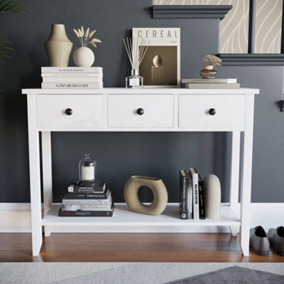 Vida Designs Windsor White 3 Drawer Console Table With Undershelf