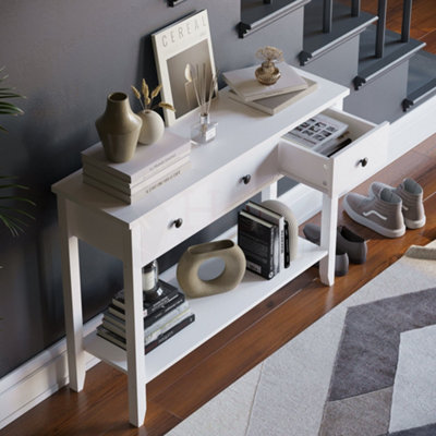 Vida Designs Windsor White 3 Drawer Console Table With Undershelf