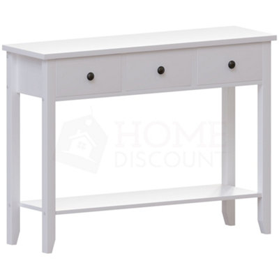 Vida Designs Windsor White 3 Drawer Console Table With Undershelf