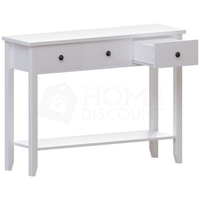 Vida Designs Windsor White 3 Drawer Console Table With Undershelf