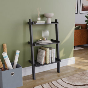 Vida Designs York Black 3 Tier Ladder Bookcase Freestanding Open Shelf (H)1005mm (W)560mm (D)320mm