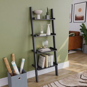 Vida Designs York Black 4 Tier Ladder Bookcase Freestanding Open Shelf (H)1540mm (W)560mm (D)290mm