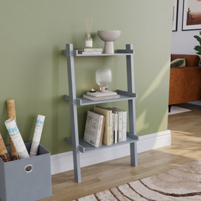 Vida Designs York Grey 3 Tier Ladder Bookcase Freestanding Open Shelf (H)1005mm (W)560mm (D)320mm