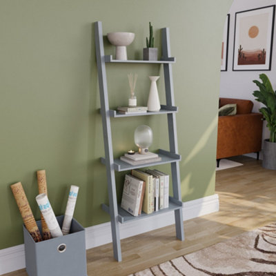 Vida Designs York Grey 4 Tier Ladder Bookcase Freestanding Open Shelf (H)1540mm (W)560mm (D)290mm