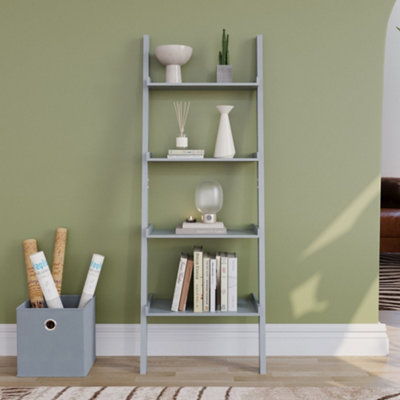 Vida Designs York Grey 4 Tier Ladder Bookcase Freestanding Open Shelf (H)1540mm (W)560mm (D)290mm