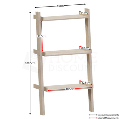 Vida Designs York Pine 3 Tier Ladder Bookcase Freestanding Open Shelf (H)1005mm (W)560mm (D)320mm