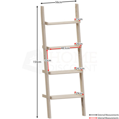 Vida Designs York Pine 4 Tier Ladder Bookcase Freestanding Open Shelf (H)1540mm (W)560mm (D)290mm
