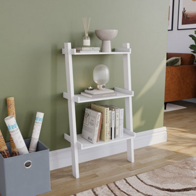 Vida Designs York White 3 Tier Ladder Bookcase Freestanding Open Shelf (H)1005mm (W)560mm (D)320mm