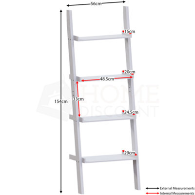 Vida Designs York White 4 Tier Ladder Bookcase Freestanding Open