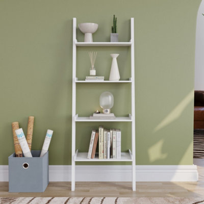 Vida Designs York White 4 Tier Ladder Bookcase Freestanding Open Shelf (H)1540mm (W)560mm (D)290mm