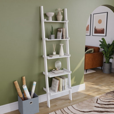 5 tier ladder on sale bookshelf white