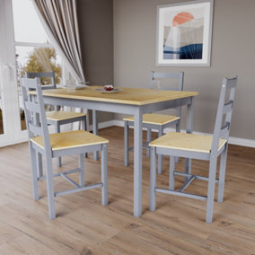 Vida Designs Yorkshire 4 Seater Dining Set, Grey & Pine