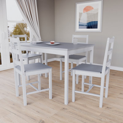 Vida Designs Yorkshire 4 Seater Dining Set, White & Grey