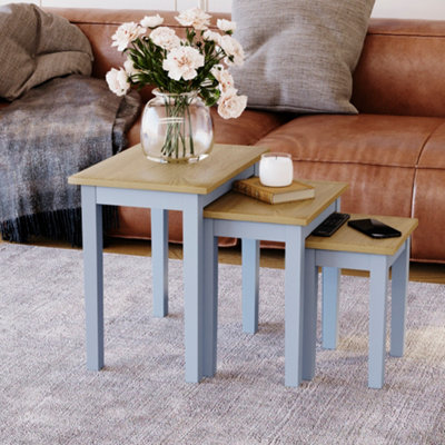 Vida Designs Yorkshire Nest of 3 Tables Oak Grey