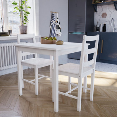 White solid deals wood dining chairs