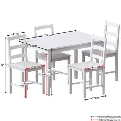 Vida Designs Yorkshire White Solid Pine 4 Seater Dining Set With 4 Chairs