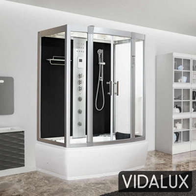 Vidalux Aegean 1500 Luxury Steam Shower & AirSpa Whirlpool Bath - Black