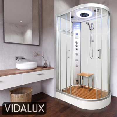 Vidalux Clearwater 1200 Left Steam Shower 1200 x 800 - White