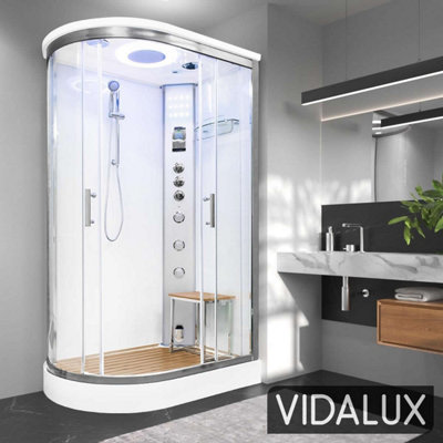 Vidalux Clearwater 1200 Right Steam Shower 1200 x 800 - White