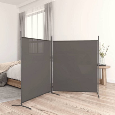 Vidaxl 2-panel Room Divider Anthracite 348x180 Cm Fabric Room Dividers