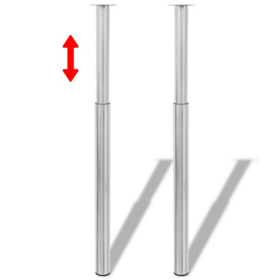 vidaXL 2 Telescopic Table Legs Brushed Nickel 710 mm-1100 mm