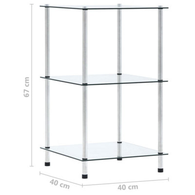 vidaXL 3-Tier Shelf Transparent 40x40x67 cm Tempered Glass