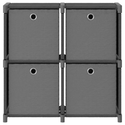 Vidaxl 4-cube Display Shelf With Boxes Grey 69x30x72.5 Cm Fabric