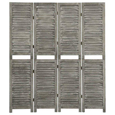 Vidaxl 4-panel Room Divider Grey 143x166 Cm Solid Wood Room Dividers