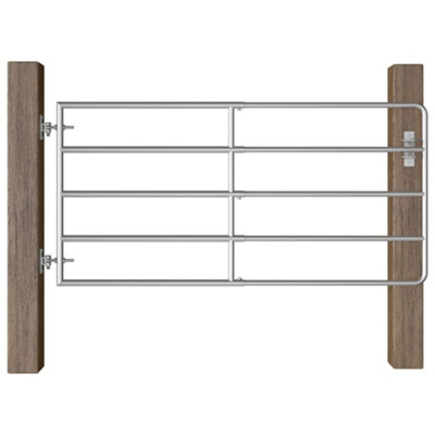 Vidaxl 5 Bar Field Gate Steel (95-170)x90 Cm Silver Field Gates