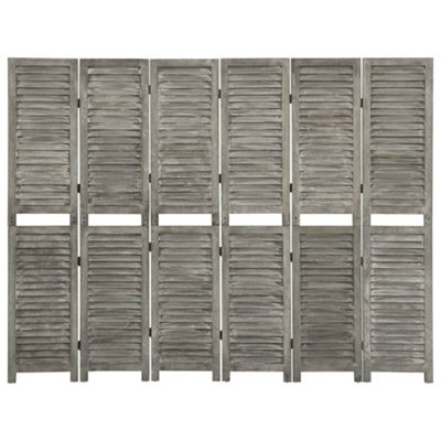 Vidaxl 6-panel Room Divider Grey 214x166 Cm Solid Wood Room Dividers