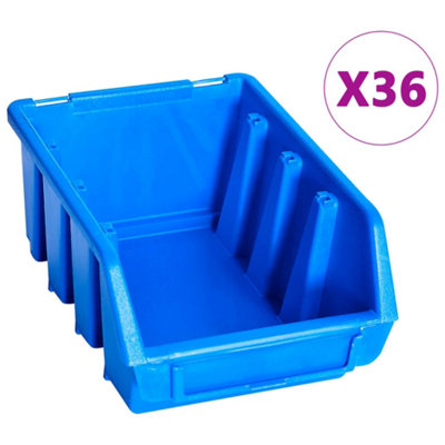 Vidaxl 96 Piece Storage Bin Kit With Wall Panels Blue Storage Bin Kits
