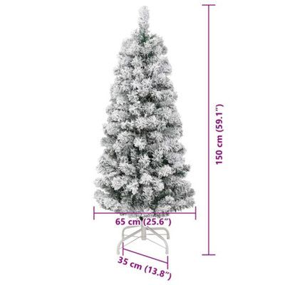 Vidaxl Artificial Hinged Christmas Tree Green And White 150 Cm