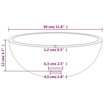 Vidaxl Basin Tempered Glass 30x12 Cm Black