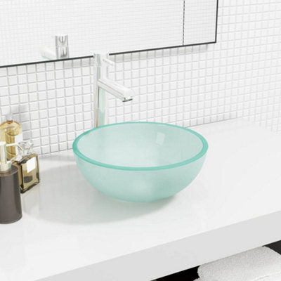 Vidaxl Basin Tempered Glass 30x12 Cm Frosted Basins