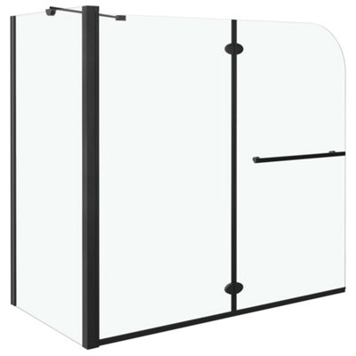 vidaXL Bi-Folding Shower Enclosure ESG 120x68x130 cm Black
