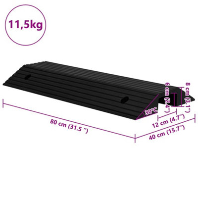 Vidaxl Bridge Threshold Ramp 80x40x8 Cm Rubber Threshold Ramps