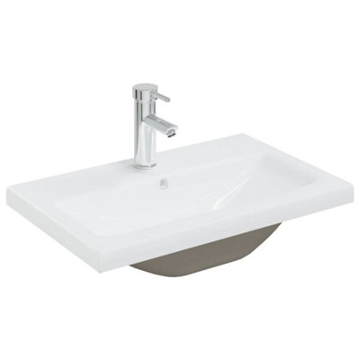 Vidaxl Built-in Basin With Faucet 61x39x18 Cm Ceramic White