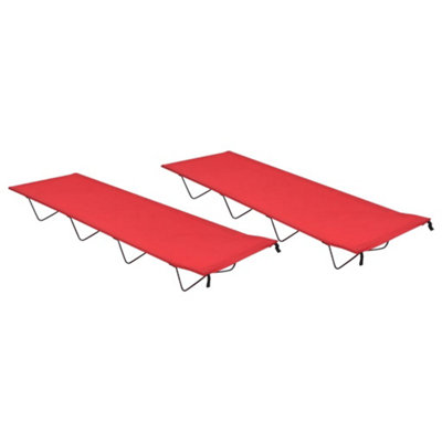Vidaxl Camping Beds 2 Pcs 180x60x19 Cm Oxford Fabric And Steel Red Camping Beds