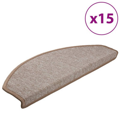 vidaXL Carpet Stair Treads 15 pcs Light Brown 65x24x4 cm