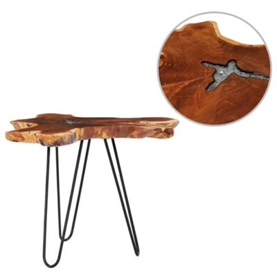 vidaXL Coffee Table 70x45 cm Solid Teak Wood and Polyresin
