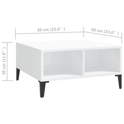 Vidaxl Coffee Table High Gloss White 60x60x30 Cm Engineered Wood