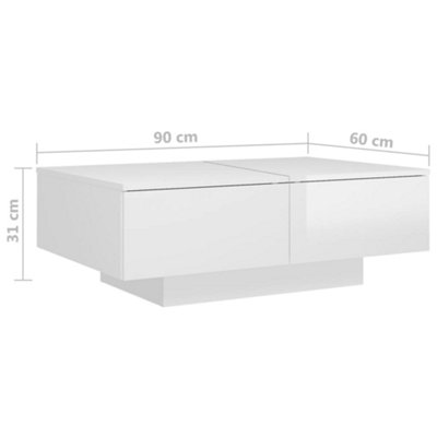 Vidaxl Coffee Table High Gloss White 90x60x31 Cm Engineered Wood Coffee ...