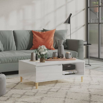 vidaXL Coffee Table High Gloss White 90x60x35 cm Engineered
